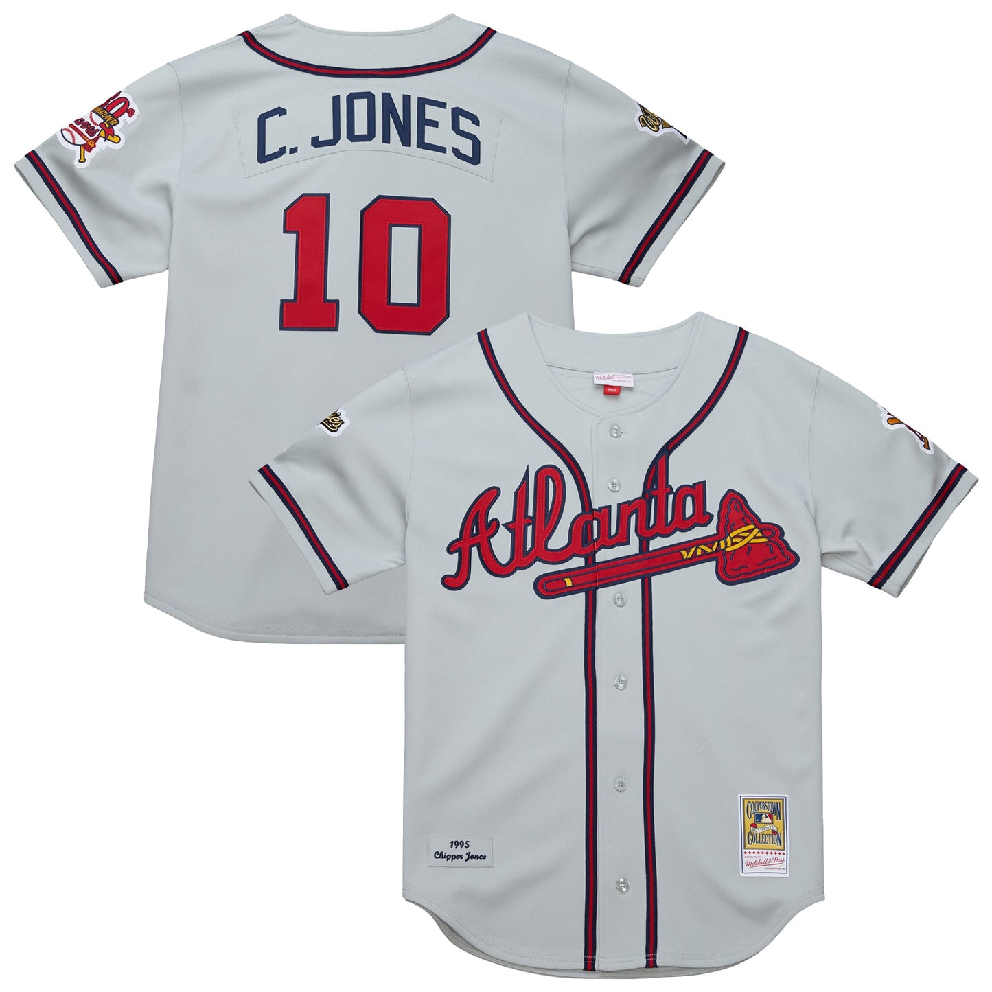 Chipper Jones Atlanta Braves Mitchell &amp;amp; Ness 1995 Throwback Authentic Jersey - Gray