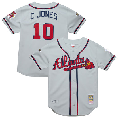 Chipper Jones Atlanta Braves Mitchell &amp;amp; Ness 1995 Throwback Authentic Jersey - Gray