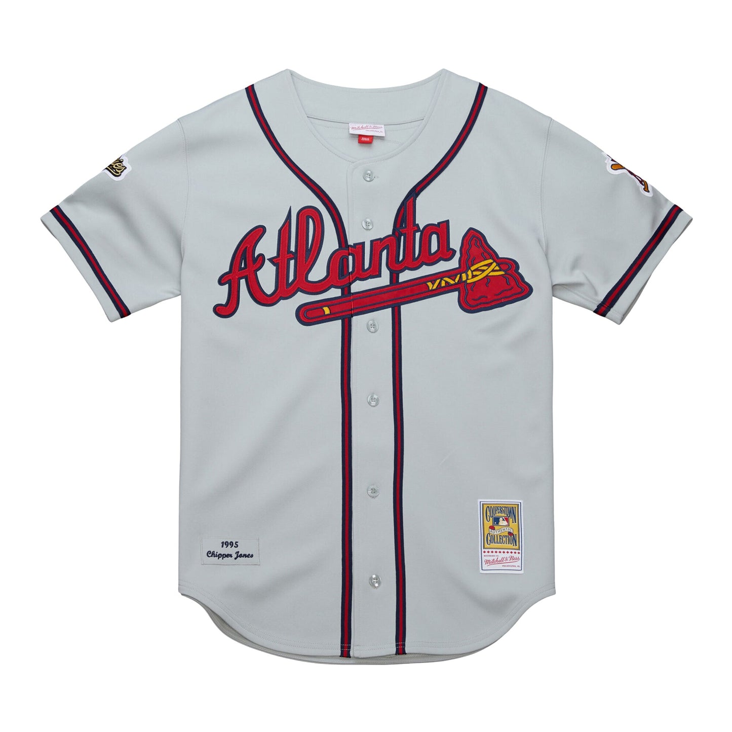 Chipper Jones Atlanta Braves Mitchell &amp;amp; Ness 1995 Throwback Authentic Jersey - Gray