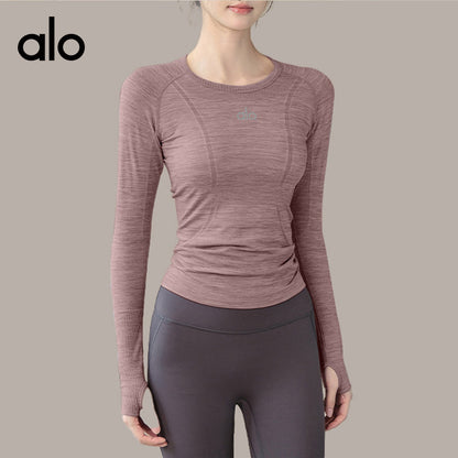 Alo Yoga Nude Feel Versatile Long Sleeve T-shirt, Slim Fit Quick Dry Sports Fitness Yoga Top
