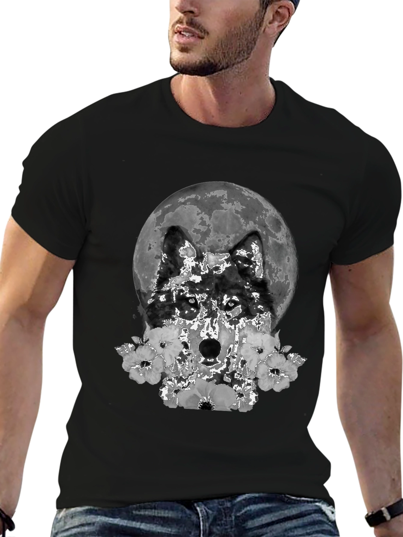 Wolf Moon Floral Graphic T-Shirt