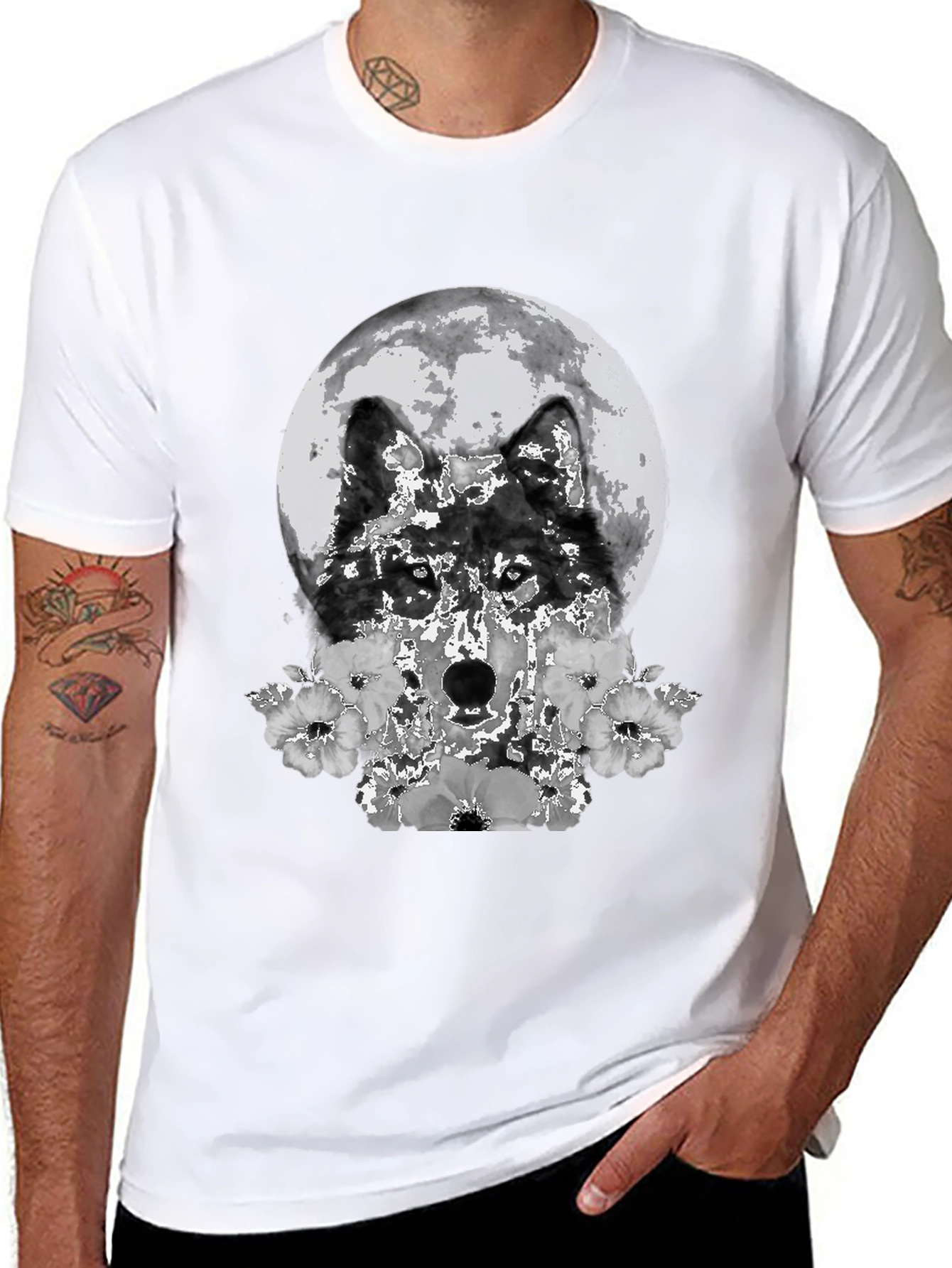 Wolf Moon Floral Graphic T-Shirt