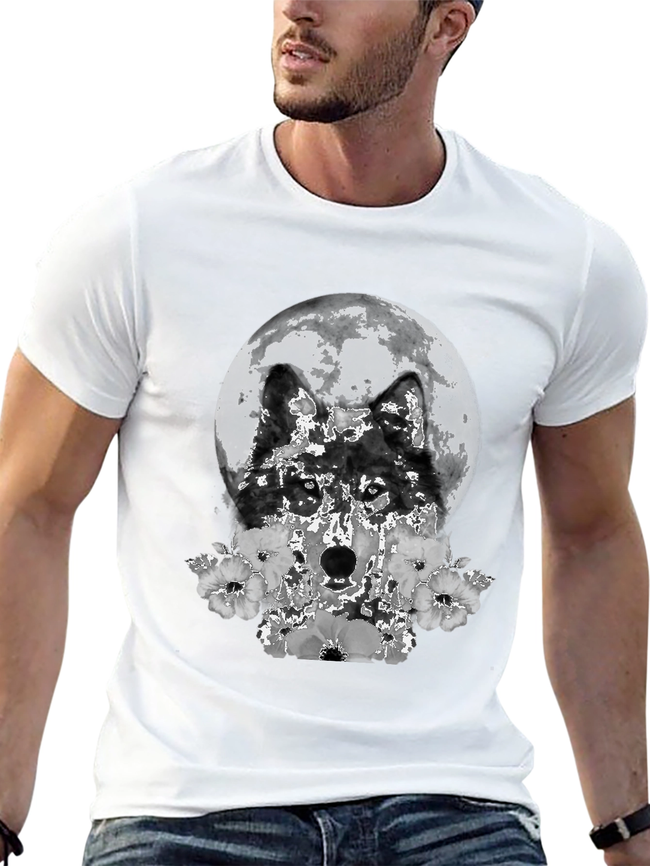 Wolf Moon Floral Graphic T-Shirt