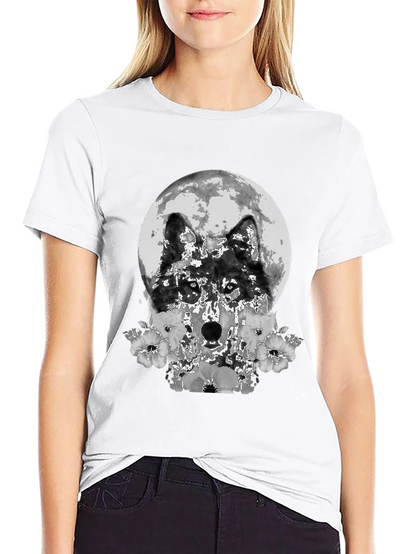 Wolf Moon Floral Graphic T-Shirt