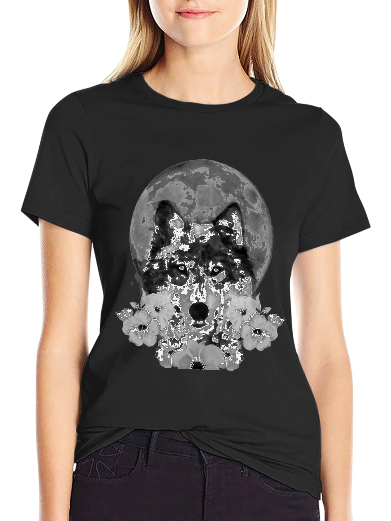 Wolf Moon Floral Graphic T-Shirt