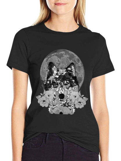 Wolf Moon Floral Graphic T-Shirt
