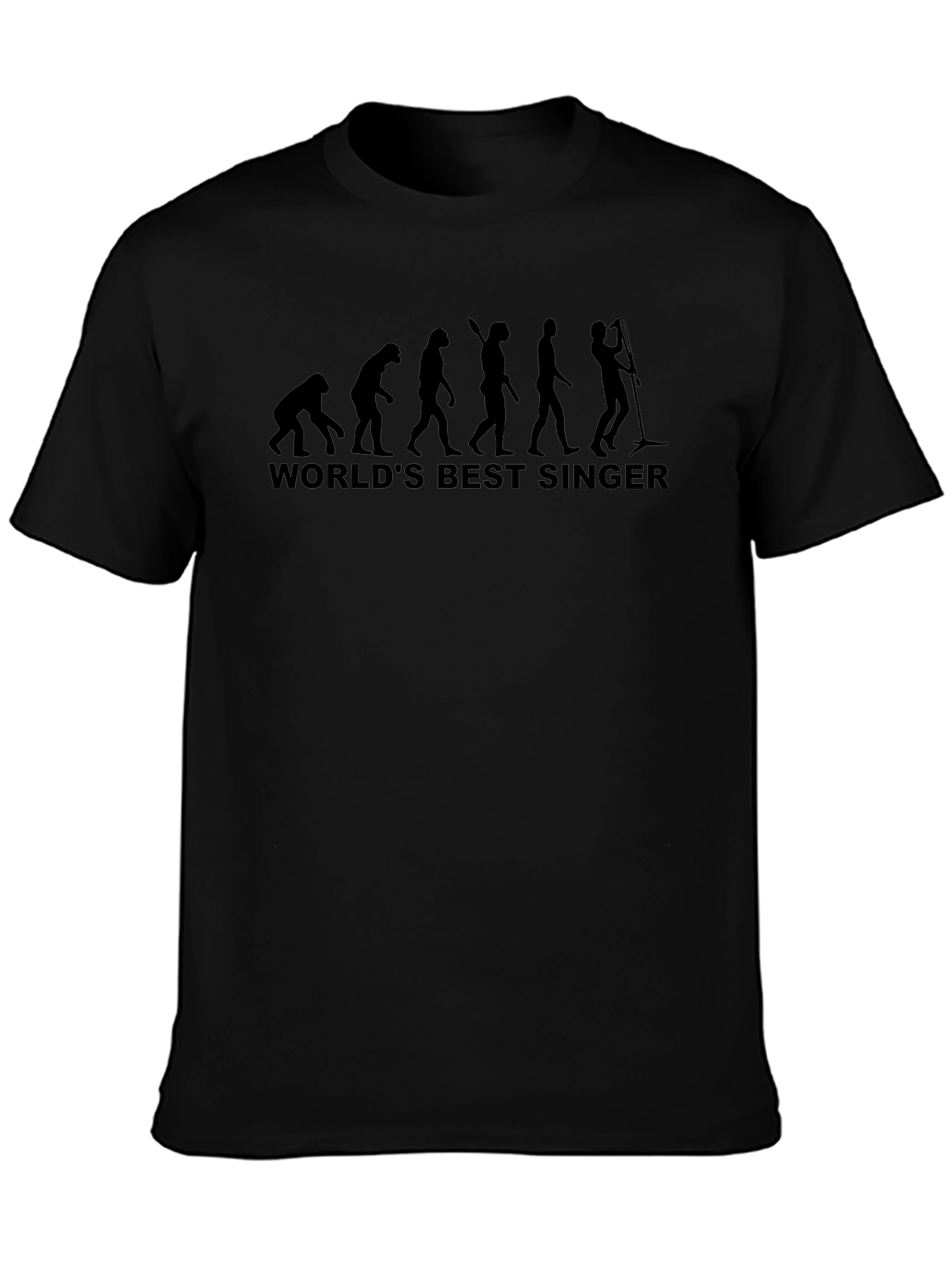 Worlds Best Singer Evolution Funny Black T-Shirt