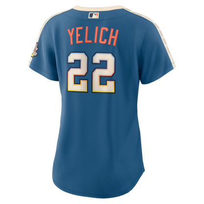 Christian Yelich Milwaukee Brewers Nike Women's 2026 City Connect Stadium Jersey - Mineral Blue