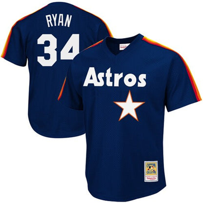 Nolan Ryan Houston Astros Mitchell &amp;amp; Ness Authentic Batting Practice Jersey - Navy