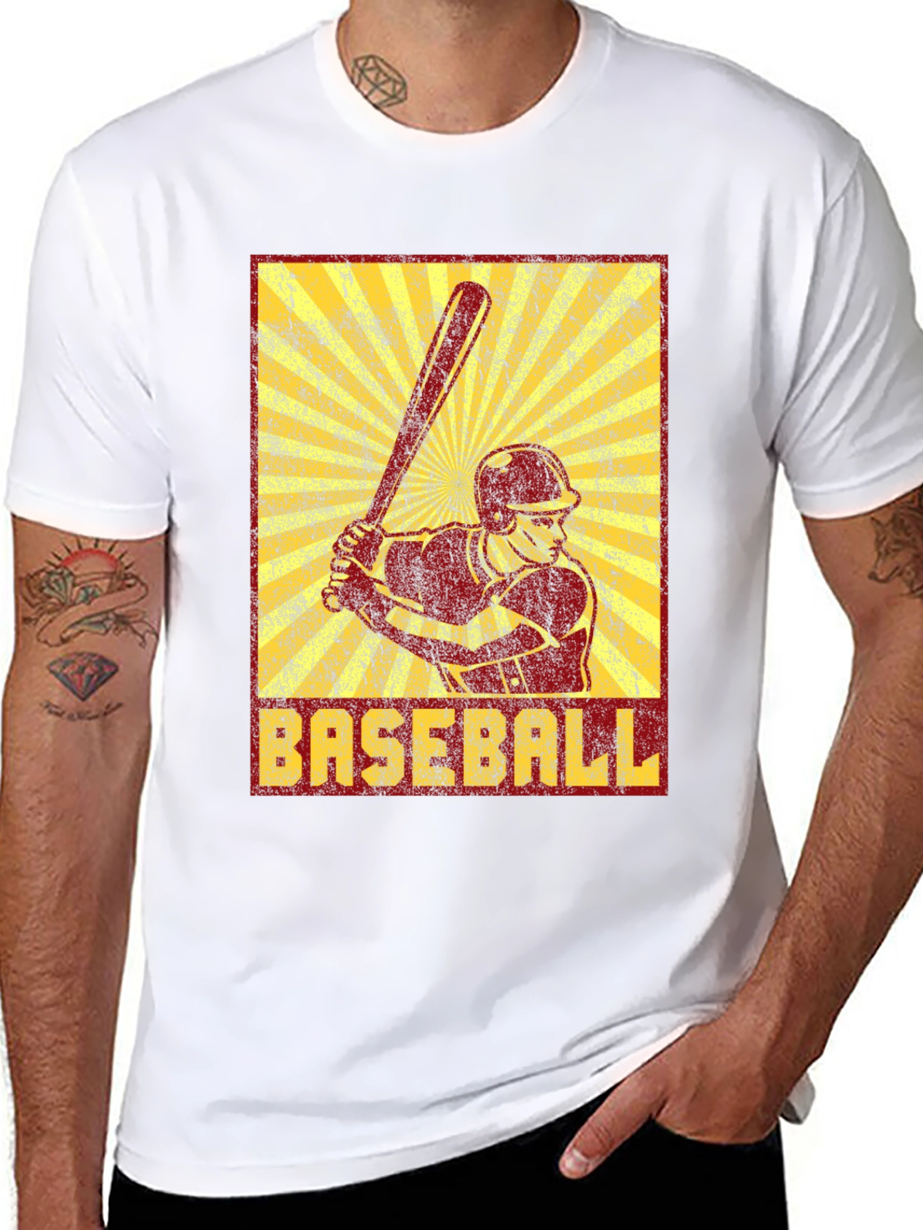 Retro Baseball Player Graphic T-Shirt