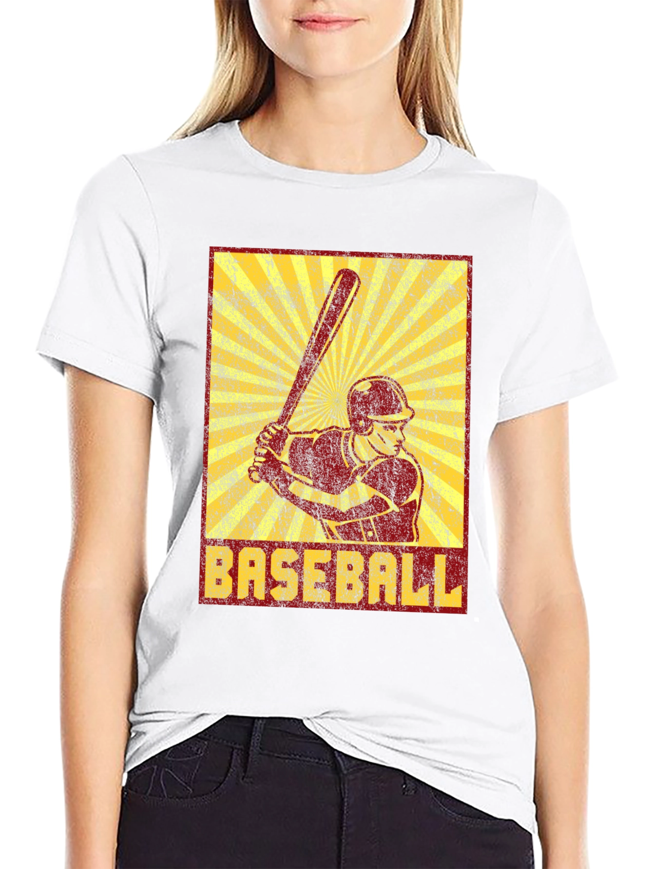 Retro Baseball Player Graphic T-Shirt
