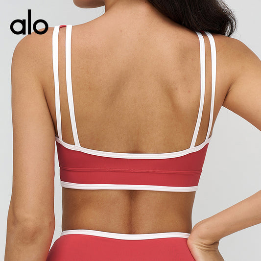 Aloyoga Bare Sensation Yoga Bra - Color-Contrasting High-Style Underwear for Running and Fitness - Sports Bra