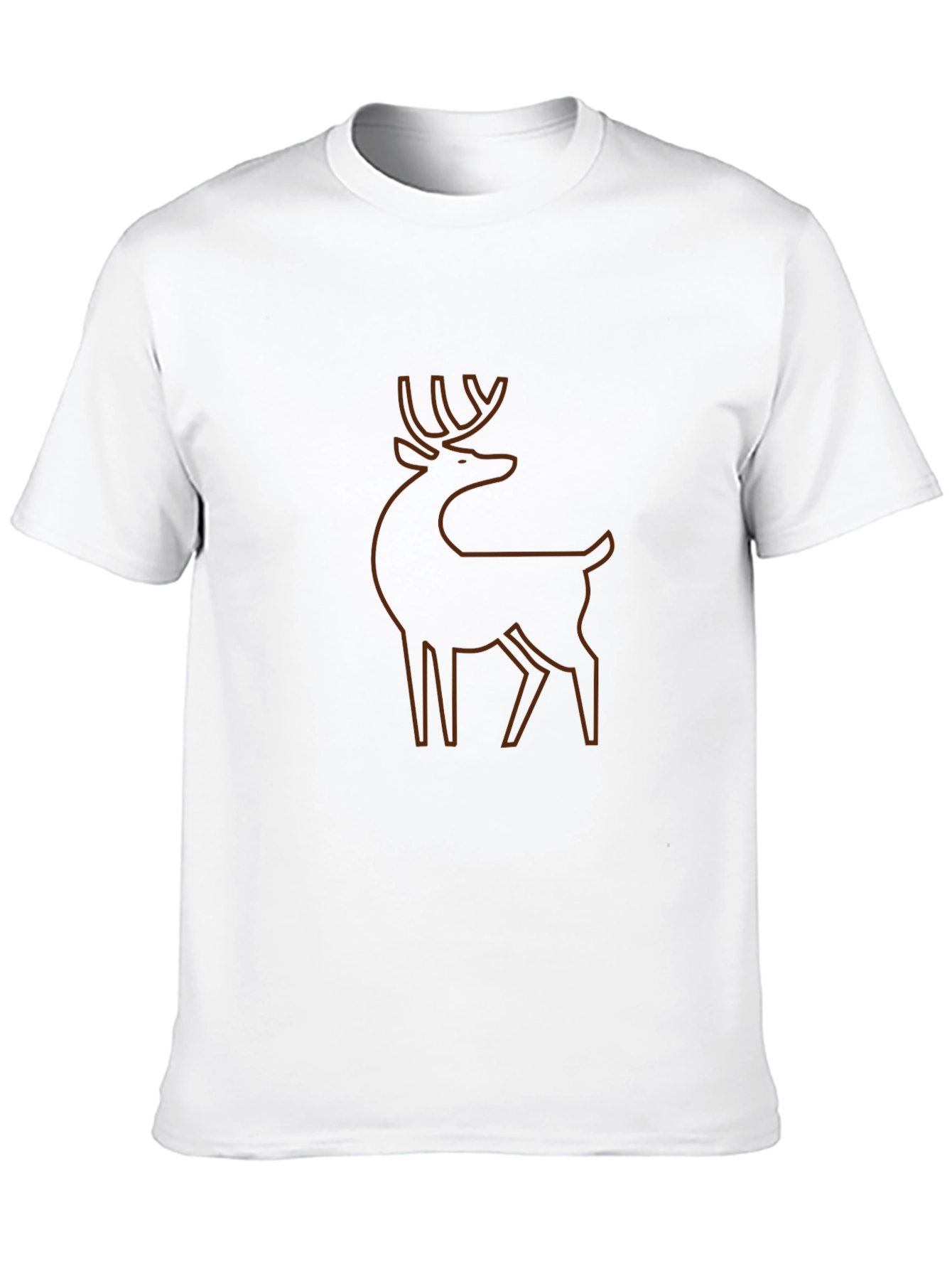 Mens Black T-Shirt with Deer Outline Graphic
