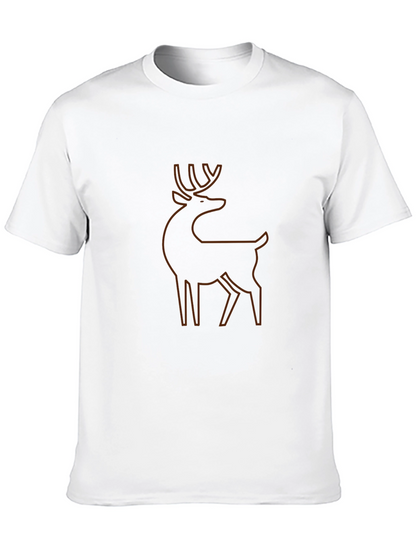 Mens Black T-Shirt with Deer Outline Graphic