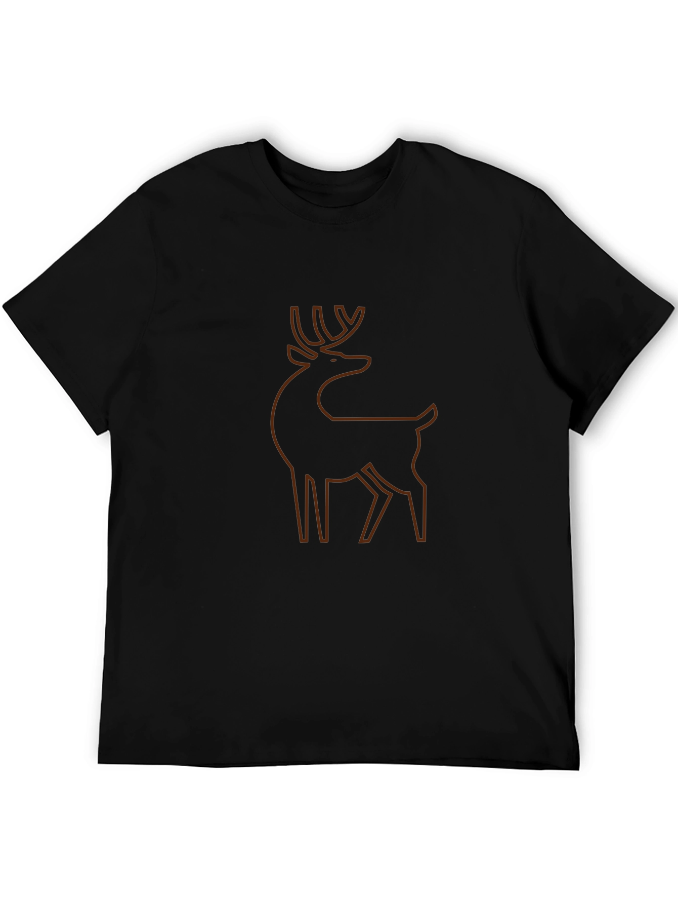 Mens Black T-Shirt with Deer Outline Graphic