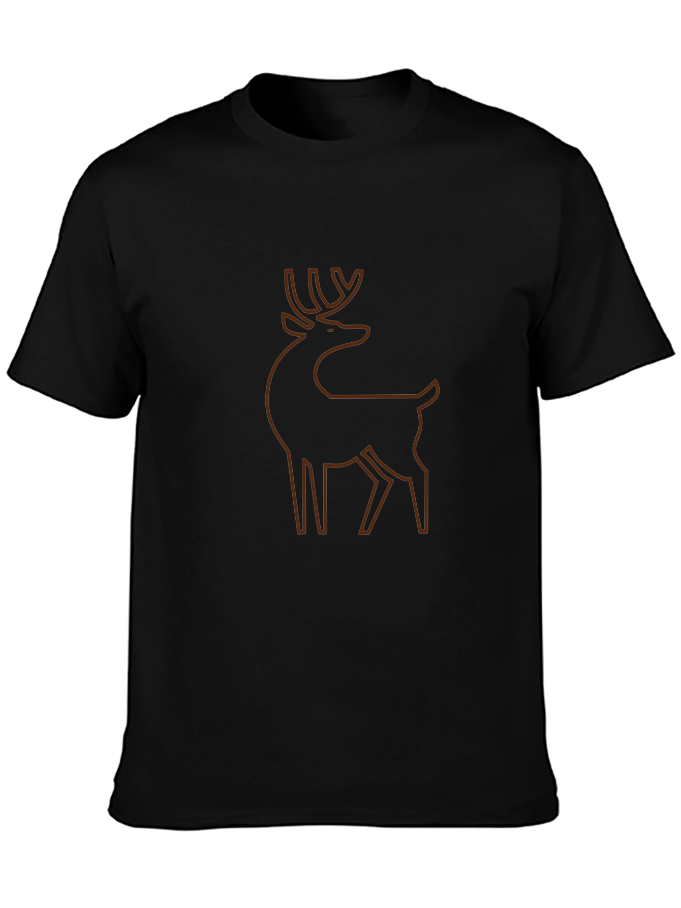 Mens Black T-Shirt with Deer Outline Graphic