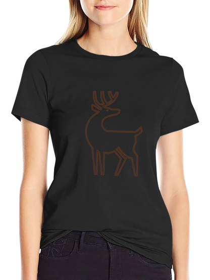 Mens Black T-Shirt with Deer Outline Graphic