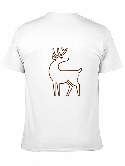 Mens Black T-Shirt with Deer Outline Graphic