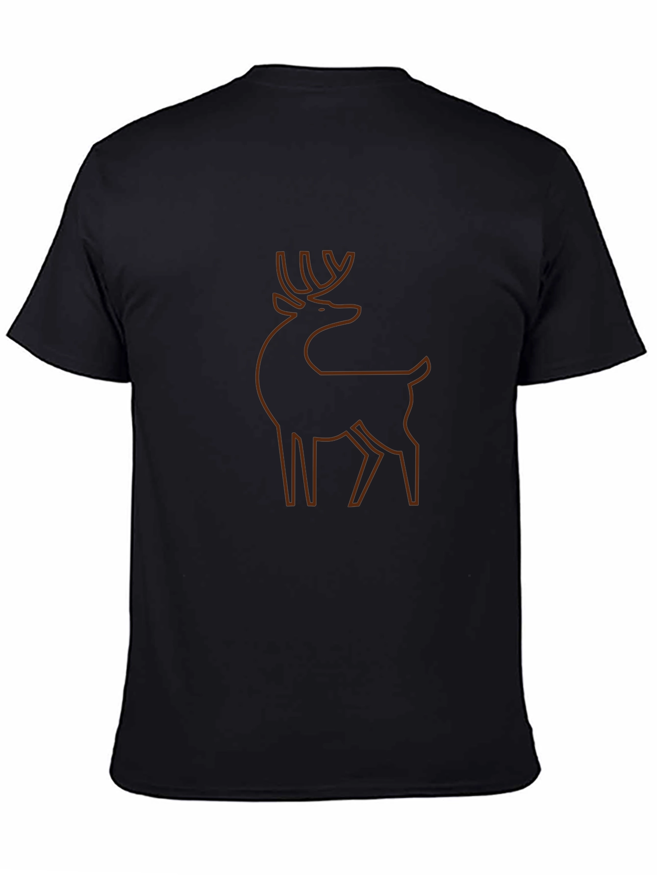 Mens Black T-Shirt with Deer Outline Graphic
