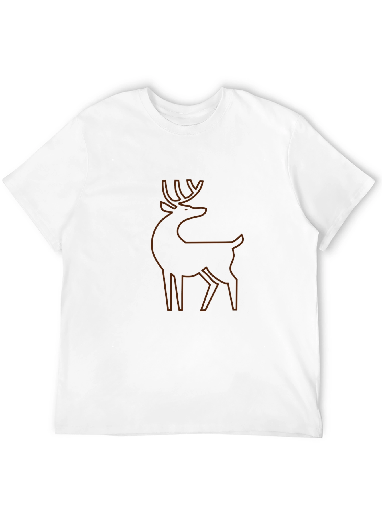 Mens Black T-Shirt with Deer Outline Graphic