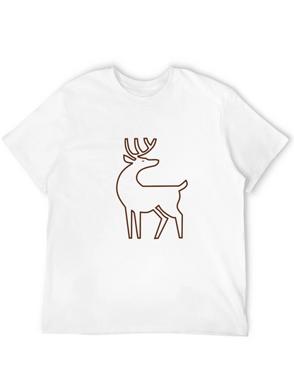 Mens Black T-Shirt with Deer Outline Graphic