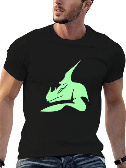 Stylish Black T-Shirt with Green Dinosaur Graphic Print