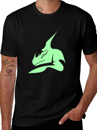 Stylish Black T-Shirt with Green Dinosaur Graphic Print