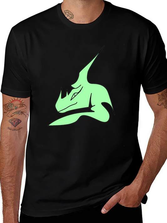 Stylish Black T-Shirt with Green Dinosaur Graphic Print