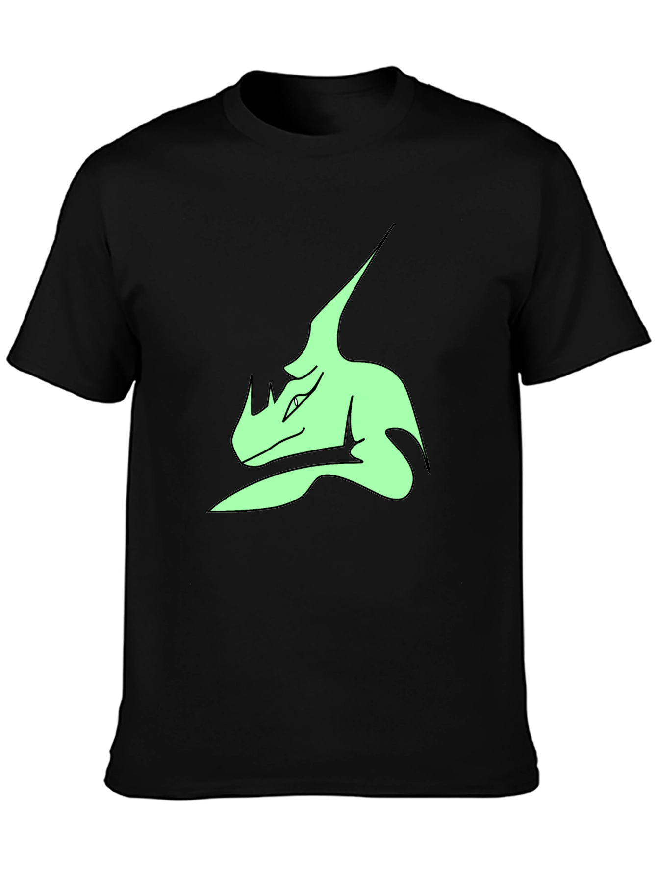 Stylish Black T-Shirt with Green Dinosaur Graphic Print