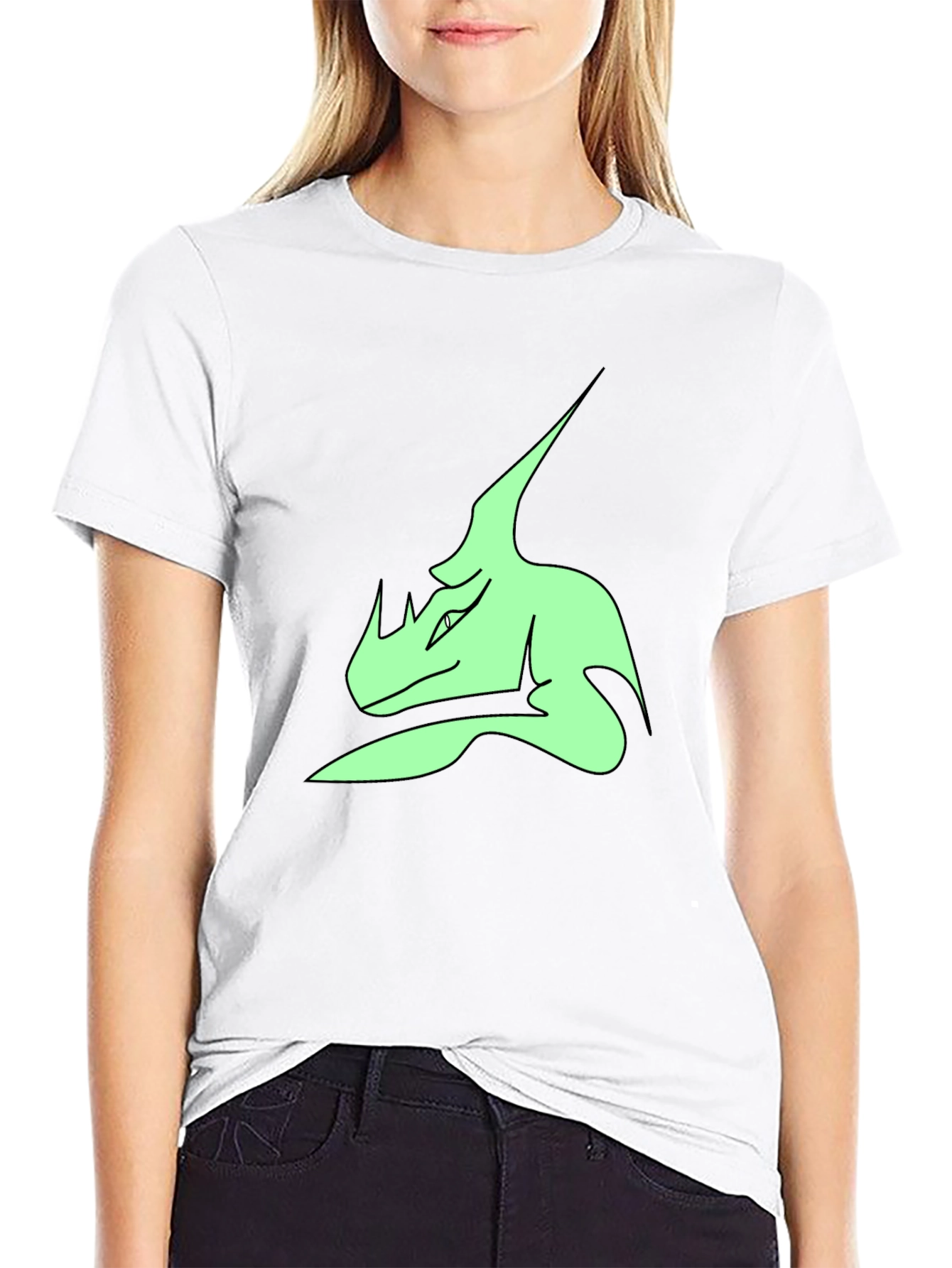 Stylish Black T-Shirt with Green Dinosaur Graphic Print