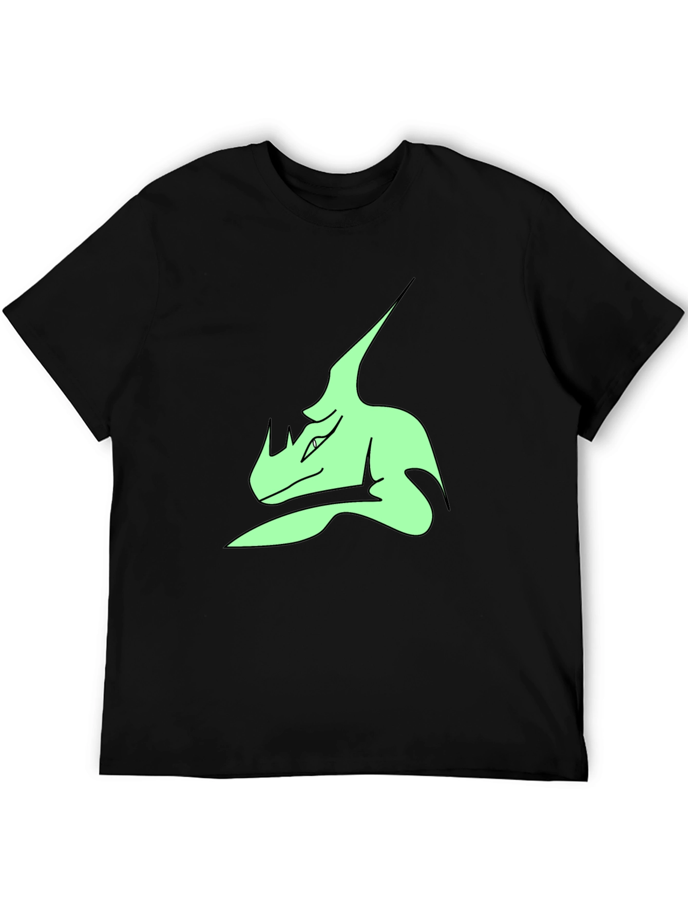 Stylish Black T-Shirt with Green Dinosaur Graphic Print
