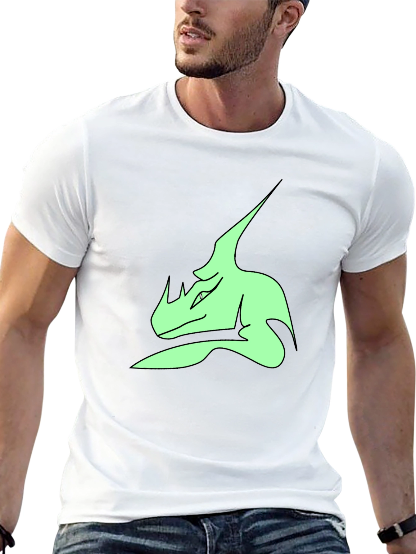 Stylish Black T-Shirt with Green Dinosaur Graphic Print
