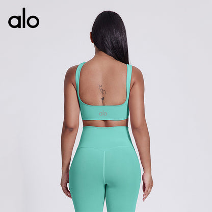 Aloyoga Over-the-Shoulder Running and Yoga Bra for Pilates Training and Fitness Exercises - Back Covering Garment