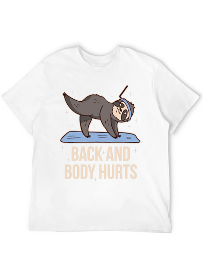 Funny Yoga Sloth T-Shirt - Back and Body Hurts