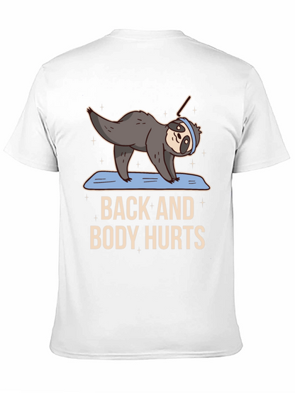 Funny Yoga Sloth T-Shirt - Back and Body Hurts