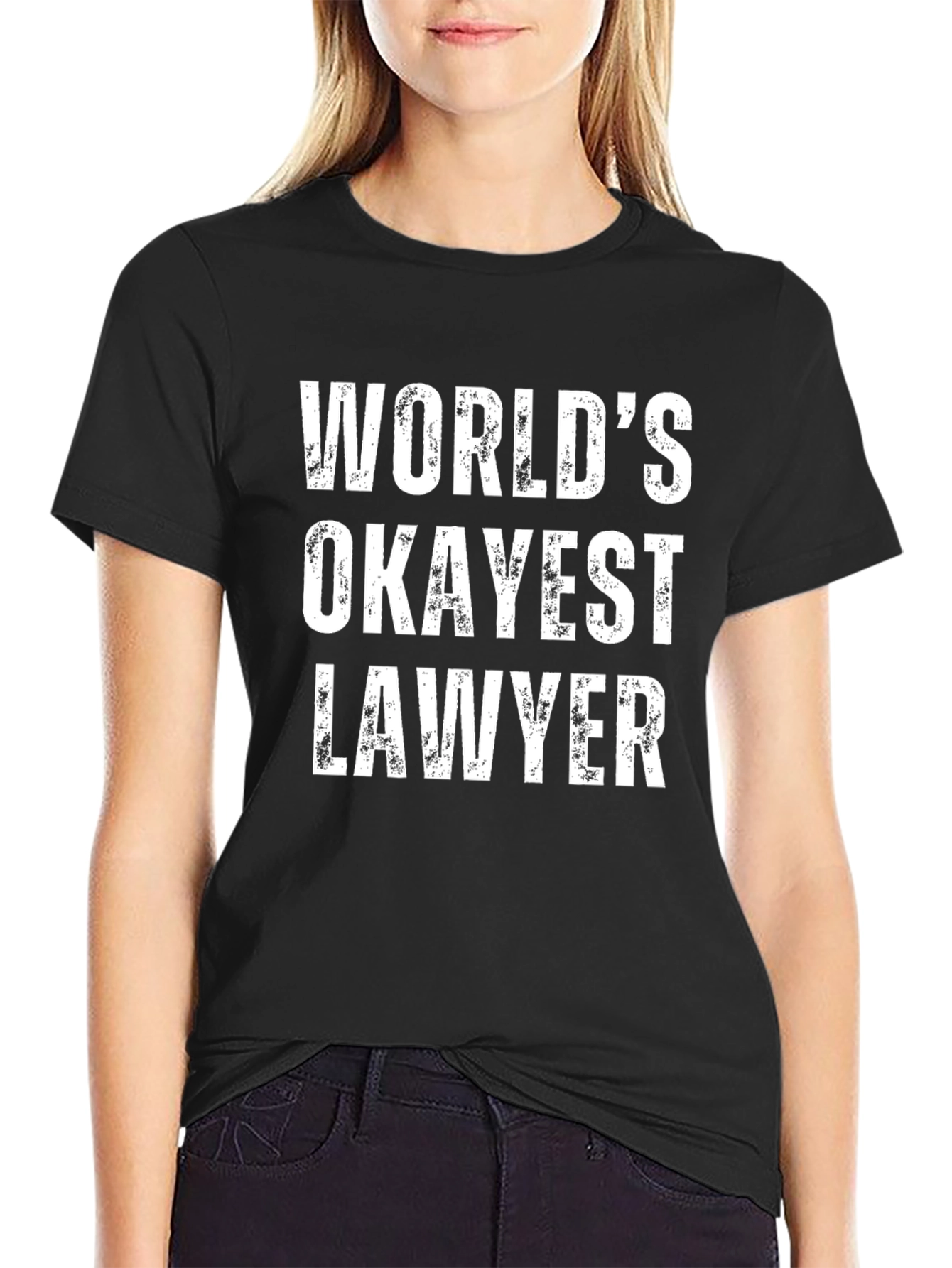 Worlds Okayest Lawyer Black T-Shirt