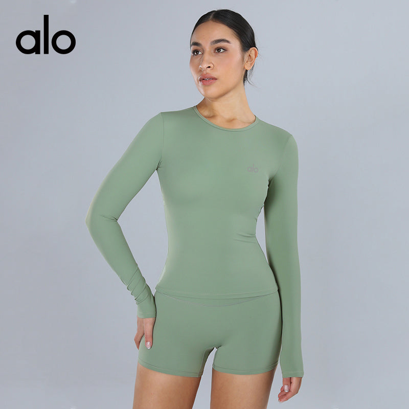 Alo Yoga Brushed Yoga Top, High Support Long Sleeve for Fitness, Pilates and Running