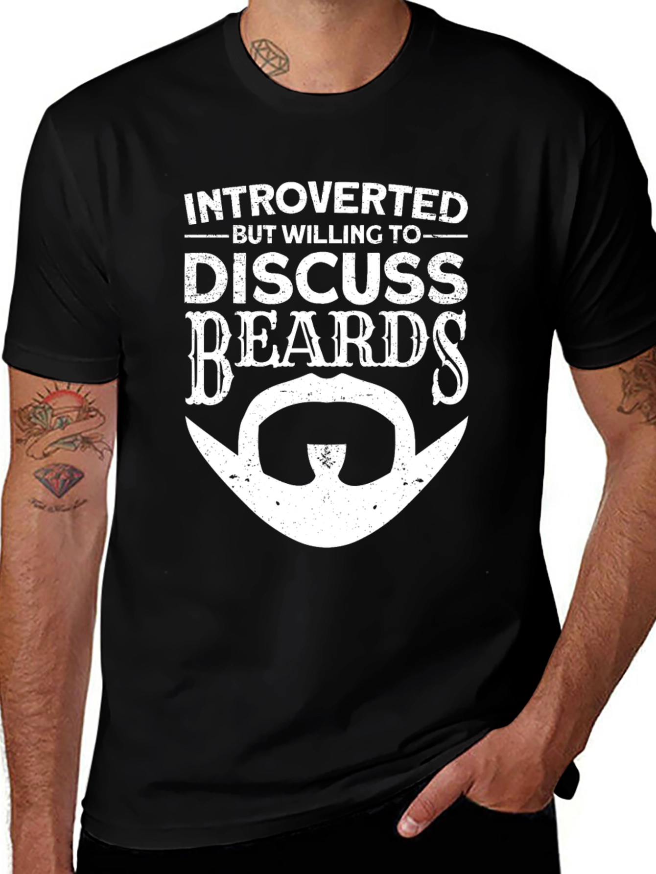 Introverted Beards T-Shirt Funny Mens Graphic Tee