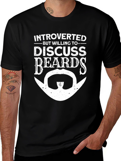 Introverted Beards T-Shirt Funny Mens Graphic Tee