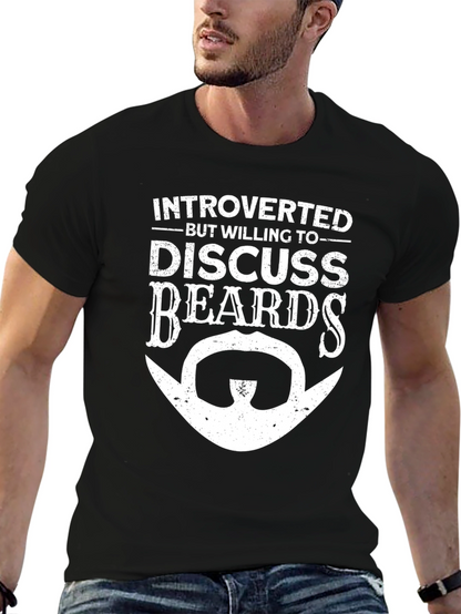 Introverted Beards T-Shirt Funny Mens Graphic Tee
