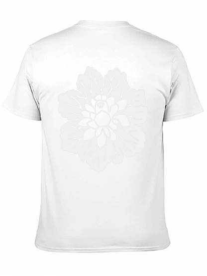 Black T-Shirt with White Flower Design