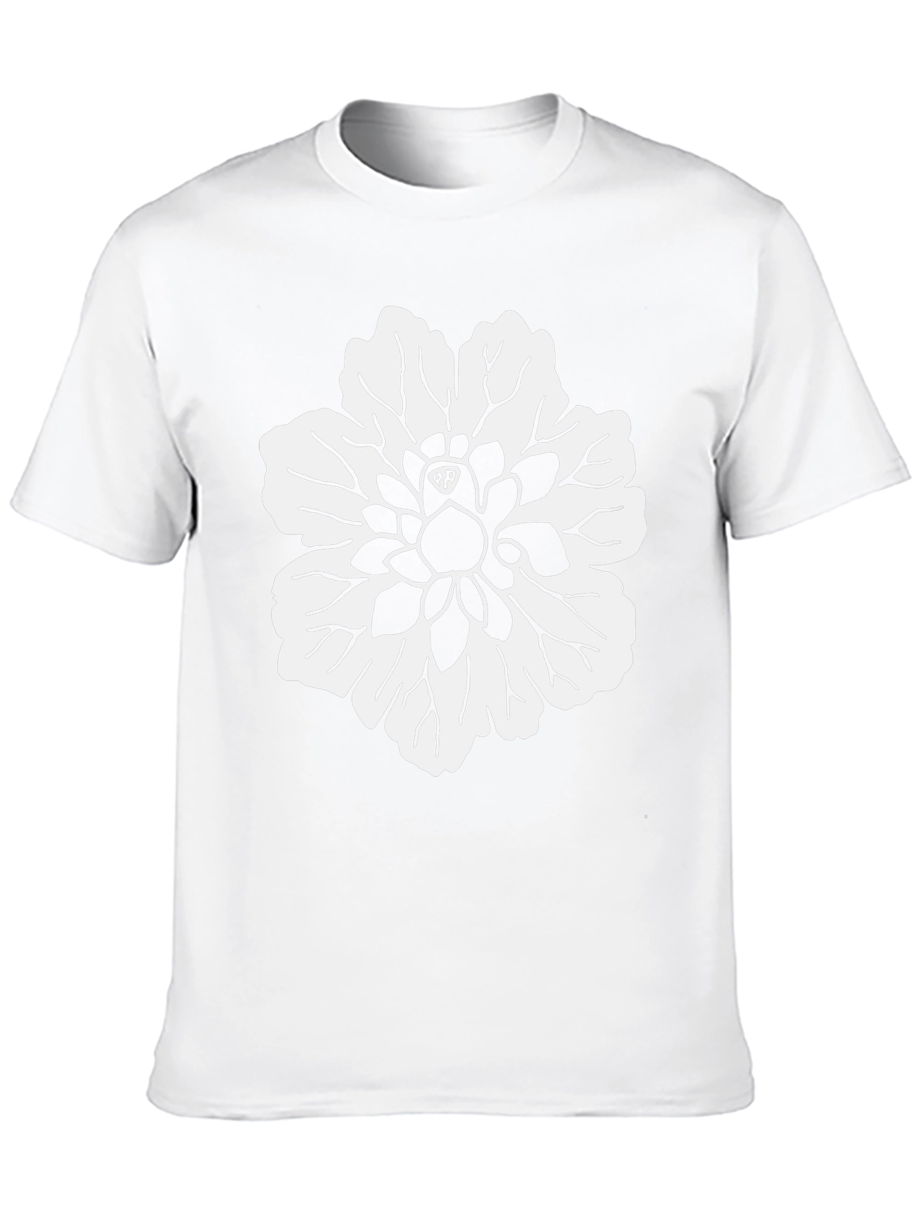 Black T-Shirt with White Flower Design