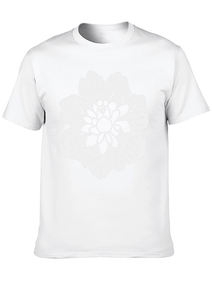 Black T-Shirt with White Flower Design