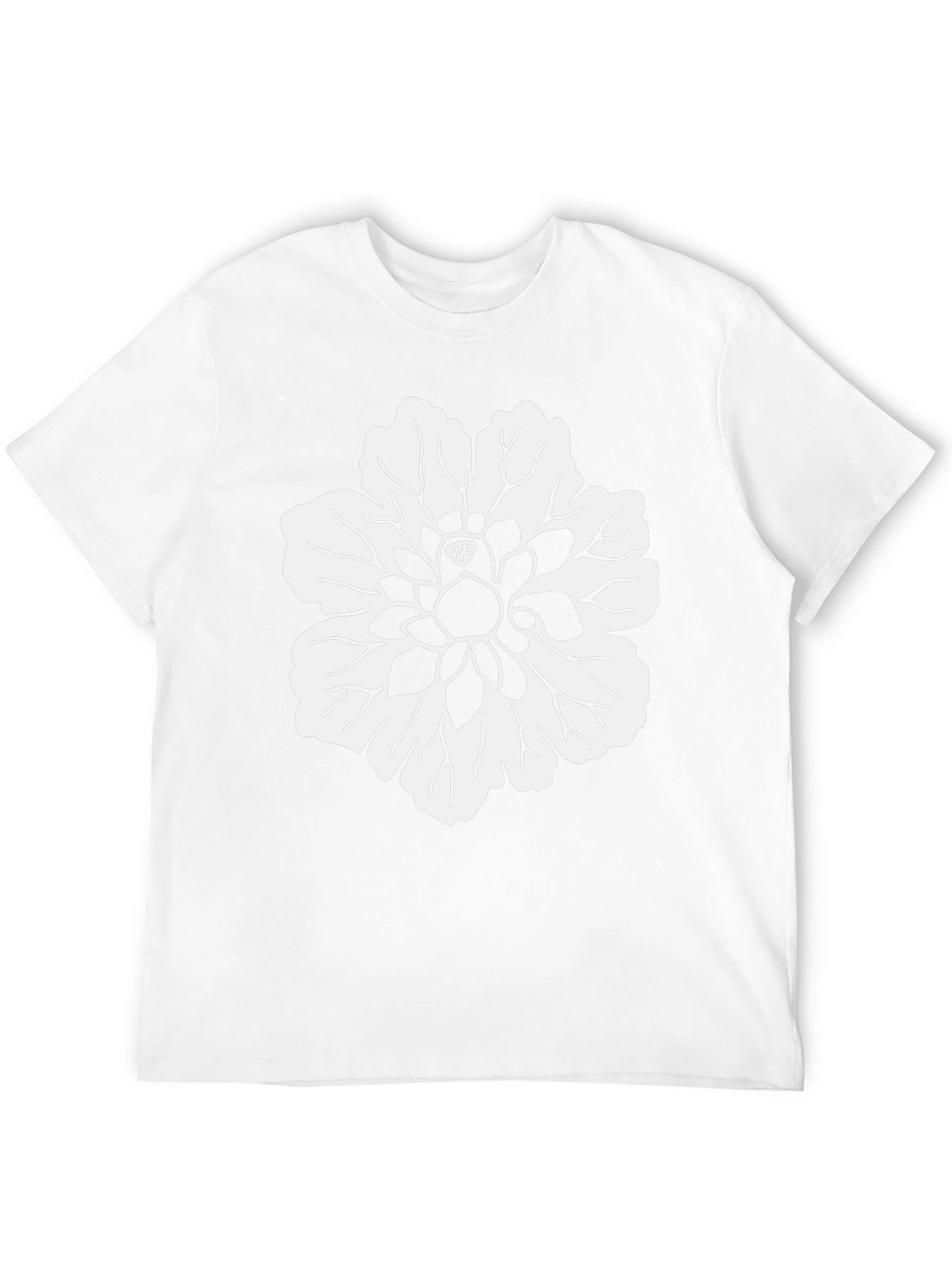 Black T-Shirt with White Flower Design