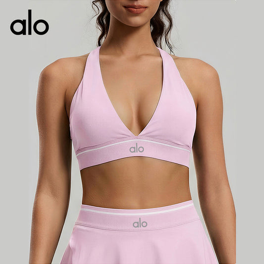 ALO Yoga Bare-Skin Feel Open-Back Tight Yoga Bra, Versatile Casual Fitness Sports Underwear