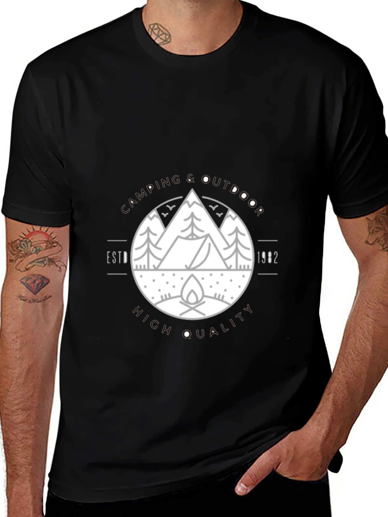 Camping & Outdoors Graphic Tee - Black