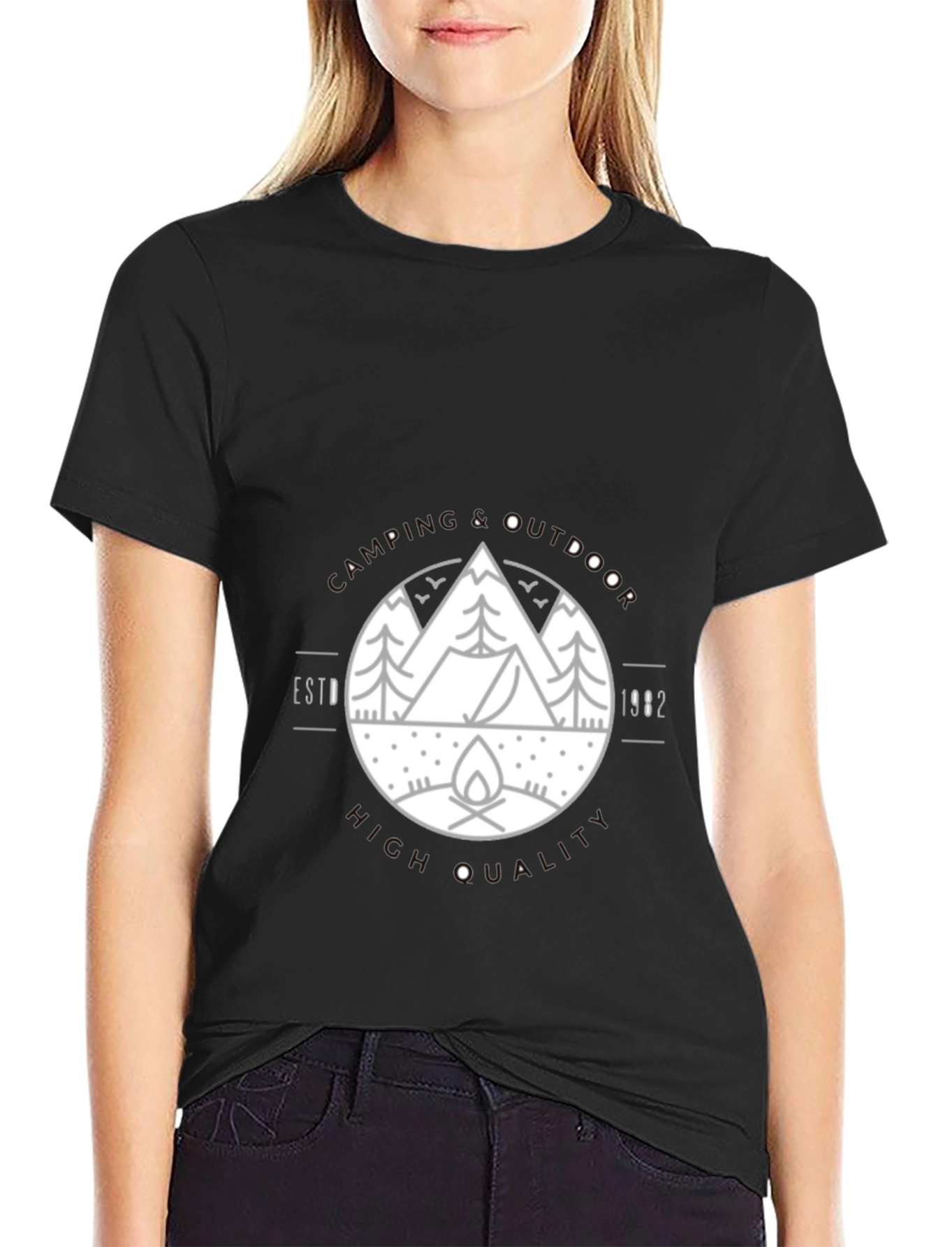 Camping & Outdoors Graphic Tee - Black