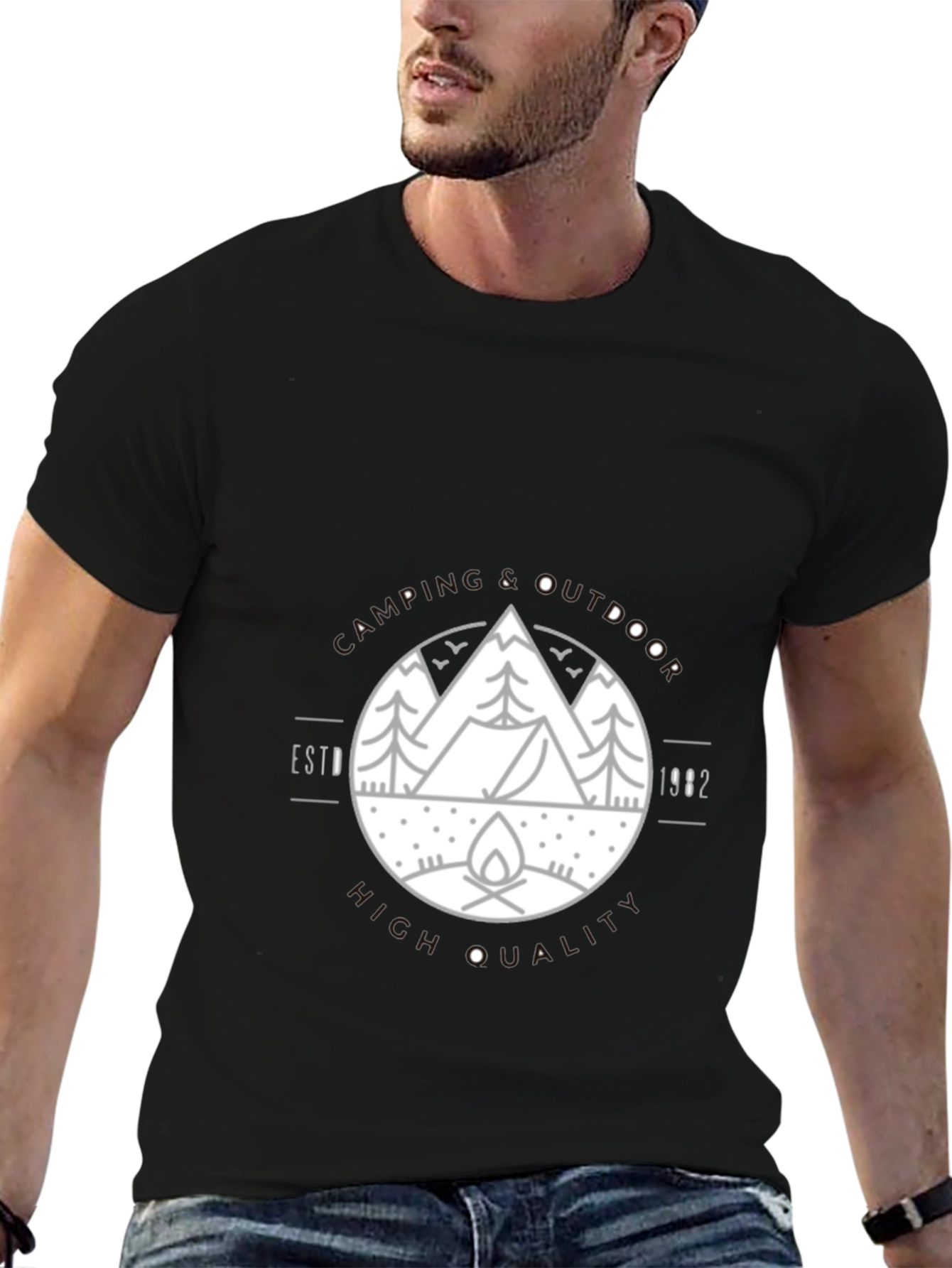 Camping & Outdoors Graphic Tee - Black