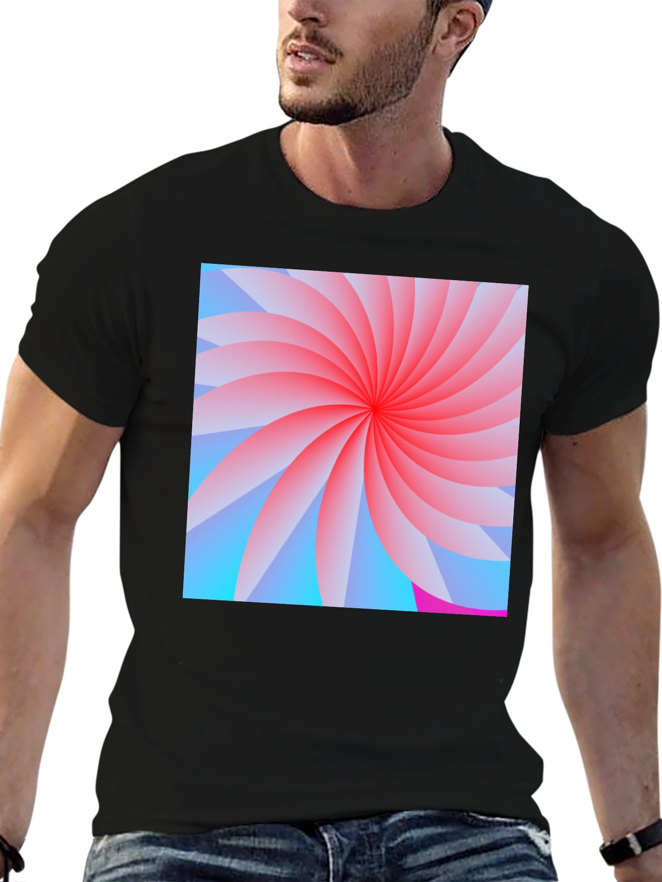 Abstract Swirl Graphic Black T-Shirt