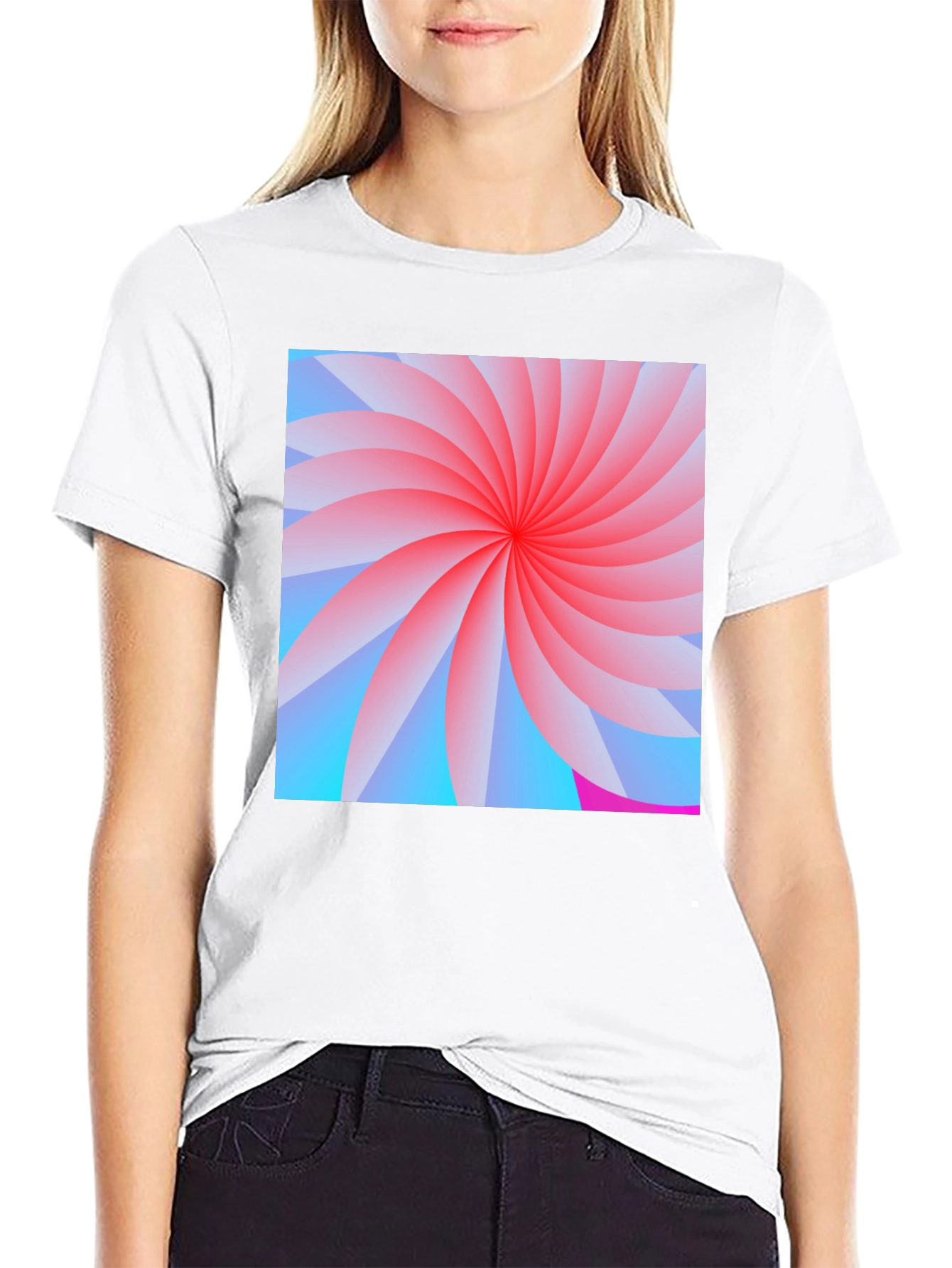 Abstract Swirl Graphic Black T-Shirt
